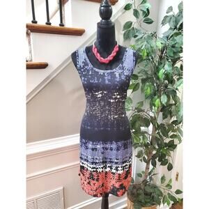 The Limited Women Multicolor Polyester Round Neck Sleeveless Knee Length Dress M